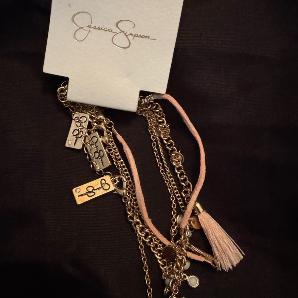 Jessica Simpson Gold and Pink Layered Bracelet